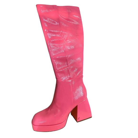 NEW Sam Edelman Boots Kylie Pink Patent Leather Knee High Platform Womens  6.5 - Picture 9 of 9